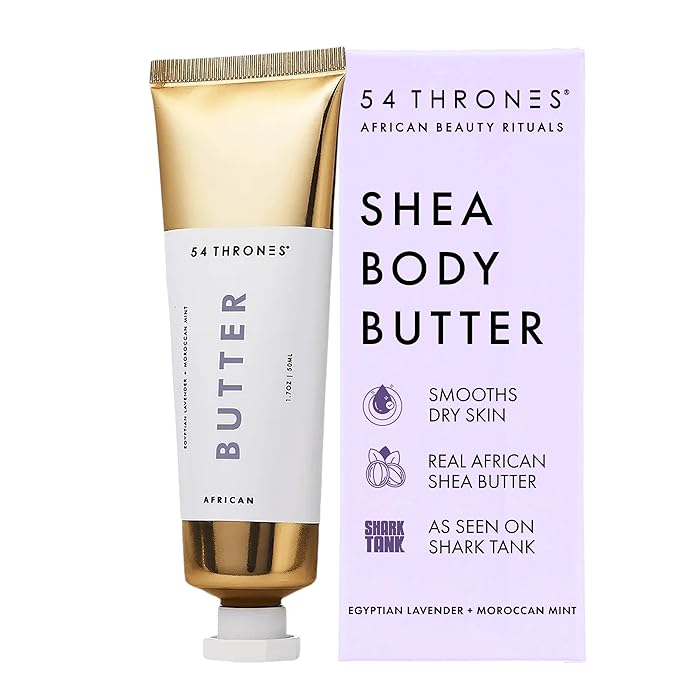 54 Thrones African Beauty Shea Butter, Intensive Dry Skin Support, Moisturizing Body Butter for Women, Moisturizing Body Balm and Cream, Locks in Moisture, Egyptian Lavender + Moroccan Mint, 1.7 oz