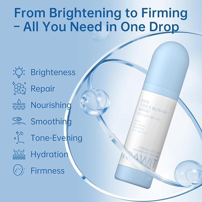 Even Tone & Blemish Serum – Face Brightening & Dark Spot Correcting Repair Serum with Centella, Niacinamide | Helps Smooth, Hydrate & Nourish, Gentle for Acne-Prone Skin, 1 fl.oz / 30ml