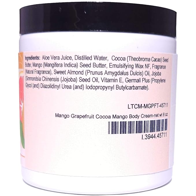 Mango Grapefruit Cocoa Mango Body Cream (8 Ounce) - Natural Fragrance - Feels Like A Lotion And Works Like A Butter with a Fresh Tropical Scent