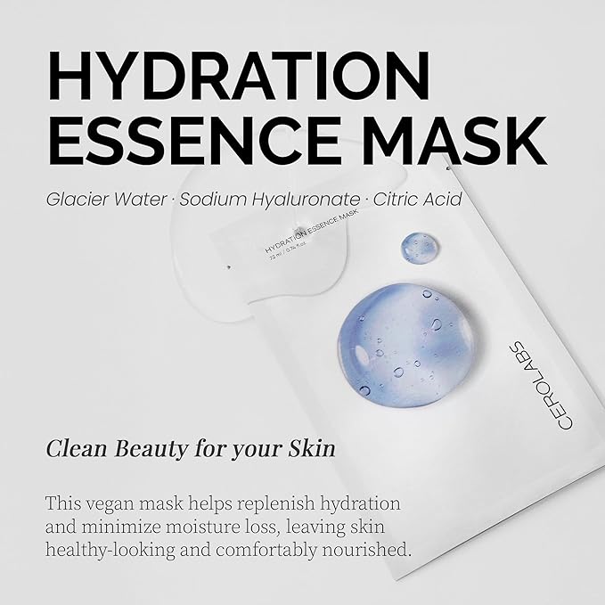 Hydration Essence Mask (1ea), Intensive Hydrating Sheet Mask for Dry & Sensitive Skin, Deep Moisture Korean Skincare Facial Mask, Clean Beauty, Vegan