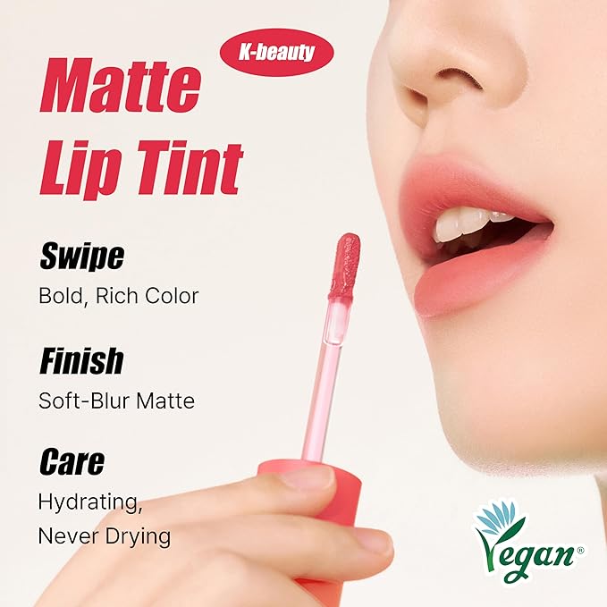 Touch in Sol Vegan Again Blur Core Lip Tint (#Cool Bunny) - Long Lasting, High Pigment Velvet Matte Lip Stain – Lightweight Smooth Blur Finish