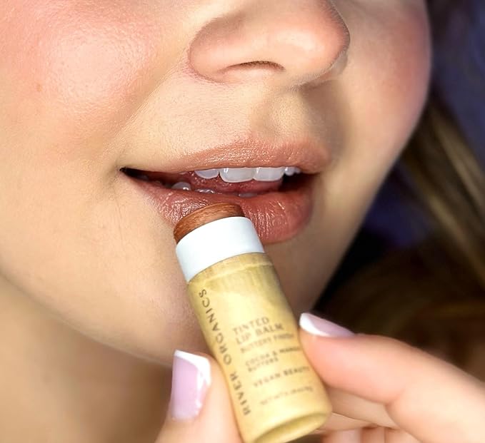 Nude Tinted Lip Balm – Vegan, Zero-Waste, Buttery Finish – Hydrating with Cacao & Mango butters – Natural Lip Color, Plastic-Free Tube, Organic, Zero-Waste 0.28 OZ