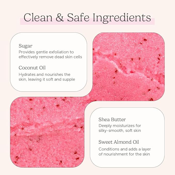 Nectar Life Exfoliating Sugar Scrub, Moisturizing Body Scrub with Coconut Oil & Shea Butter, Pre Shave Exfoliator (16 Ounce, Fruit Smoothie)