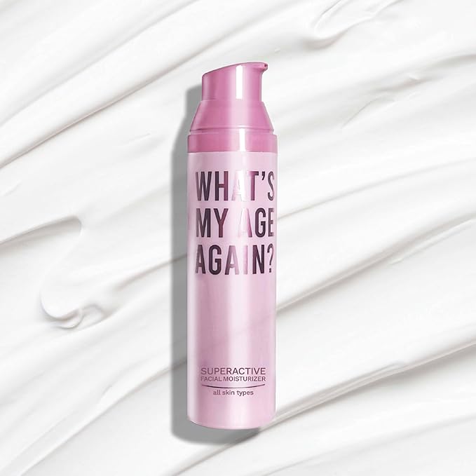 What’s My Age Again? SuperActive Facial Moisturizer | Daily Hydrating Face Moisturizer with Hyaluronic Acid, Niacinamide, Glycerin, Peptides, Vitamins B5, C & E | Clean, Vegan, Sustainable & Cruelty-Free | EWG Verified | Fragrance Free | All Skin Types...