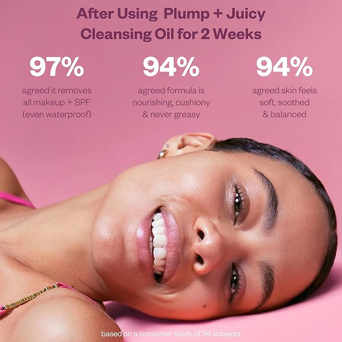 Kosas Plump + Juicy Cushiony Calm Botanical Cleansing Oil – Hydrating Makeup Remover for Sensitive Skin, Non-Greasy Oil Cleanser with Ceramides & Squalane for Soft, Soothed Skin