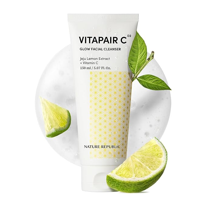 Nature Republic Vitapair C Glow Facial Cleanser | Mild Vitamin Face Wash, Hydrating, Refreshes Skin, Gentle Natural Cleanser, Daily Makeup Remover, Nighttime Foaming, 150ml / 5.07 fl oz