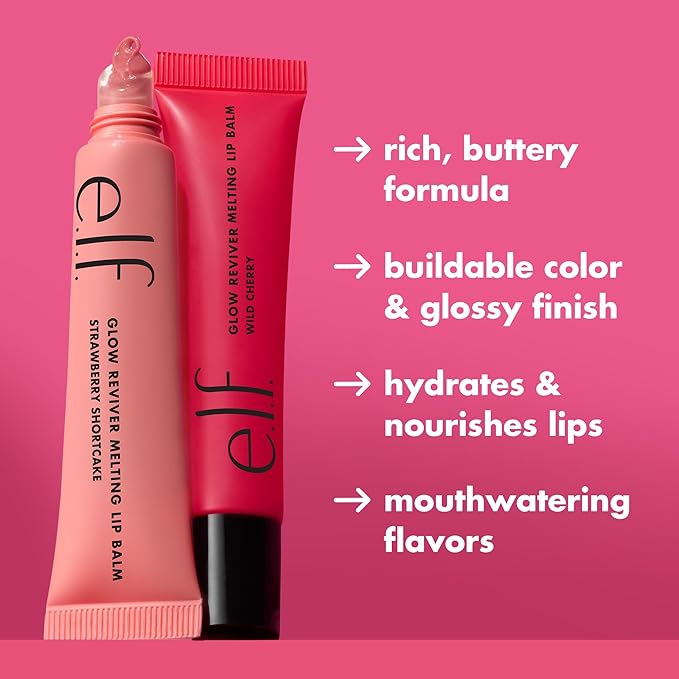 e.l.f. Glow Reviver Melting Lip Balm, Hydrating Tinted Lip Balm For A Glossy Finish & Soft, Supple Lips, Vegan & Cruelty-Free, Pink Lemonade