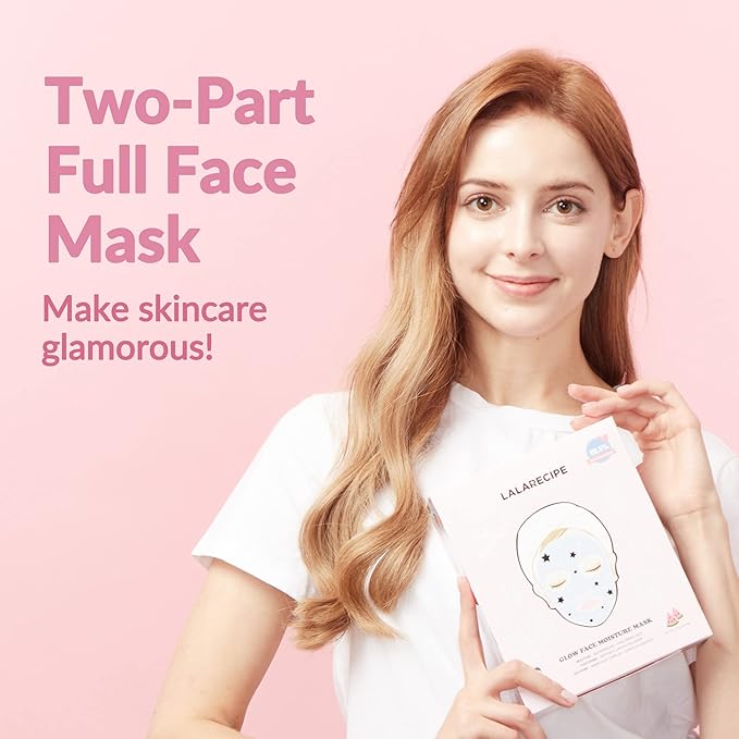 LALARECIPE Glow Face Moisture Mask – Hydrating & Cooling Hydrogel Facial with 8-Hyaluronic Acid, Watermelon & Peptides – Vegan Korean Skincare for Radiant Skin (Pack of 10)