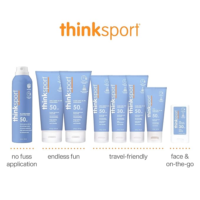 Thinksport SPF 50 Mineral Sunscreen – Safe, Natural Sunscreen for Sports & Active Use - Water Resistant Sun Cream –UVA/UVB Sun Protection – Vegan, Reef Friendly Sun Lotion, 3 Fl Oz (Pack of 1)