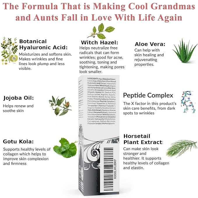 Peptide Complex Serum For Face & Collagen Support - Natural & Organic Anti Aging Skin Serum - Peptides, Hyaluronic Acid, Amino Acids & Vitamin E for Wrinkles, Hydrating, Firming & Elasticity