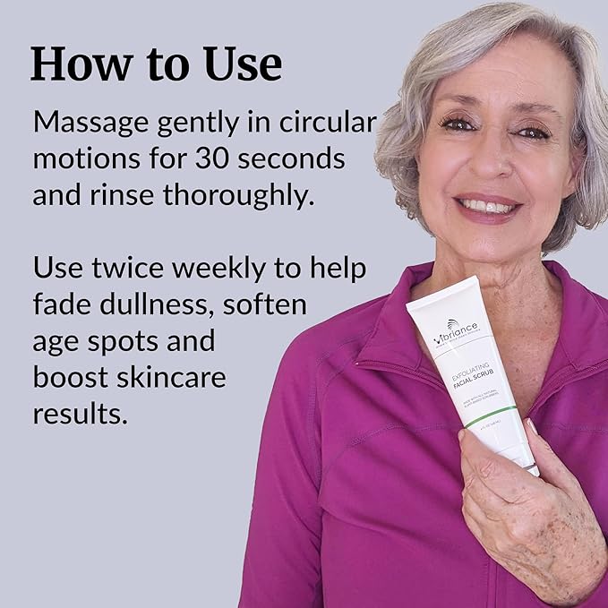 Vibriance Ultra-Gentle Face Scrub, 4 fl oz - Exfoliating Facial Wash Unclogs Pores - Sulfate and Paraben-Free Exfoliator For All Skin Types - Made with Natural Ingredients