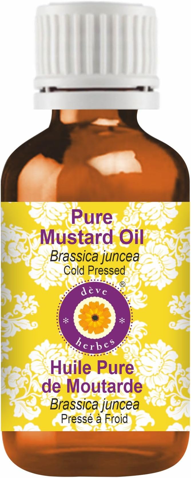 Deve Herbes Mustard Oil (Brassica juncea) | Cold Pressed | Pure | Natural | Undiluted | for Diluting Essential Oils | for Hair, Skin & Massage | Non-Sticky| Lightweight| Men & Women | 10ml (0.33 oz)