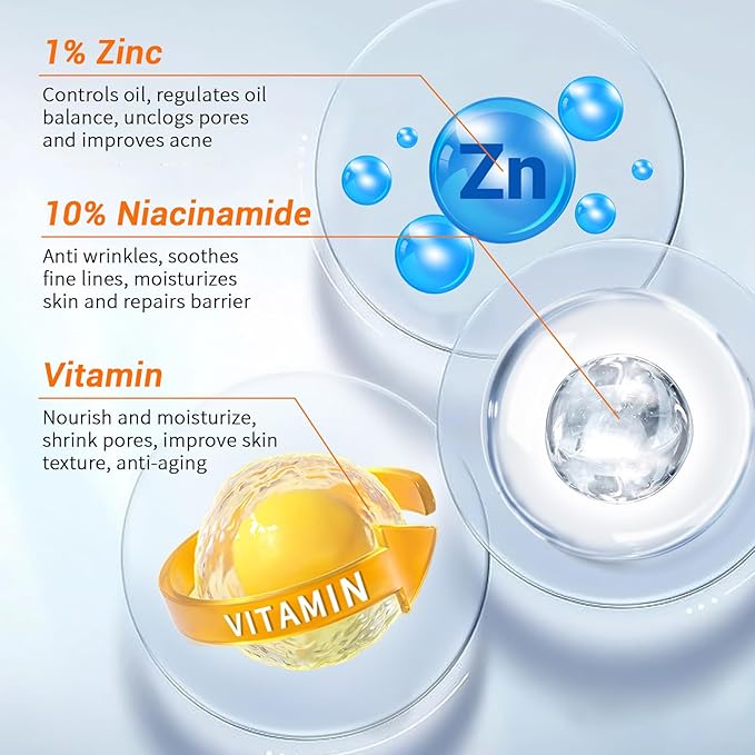 Niacinamide 10% + Zinc 1% Serum, Anti-Aging Niacinamide Serum for Face, 2PCS Moisturizing Facial Serum for All Skin Type, Women Face Skin Care.