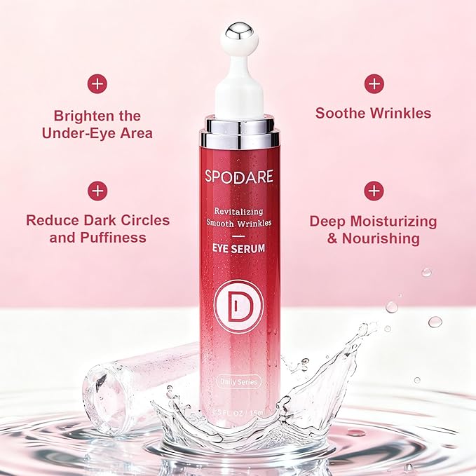 SPODARE Caffeine Eye Cream & Eye Serum for Dark Circles, Puffiness and Wrinkles with 360° Massage Ball for Women and Men