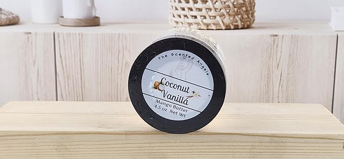 TSA Handmade Whipped Mango Coconut Vanilla Body Butter Cream, Luxury Body Lotion for Dry Skin, Daily Moisturizing Shea Butter, Sunflower Oil, Women, Men, Teens, 5.5 oz Jar (Coconut Vanilla, 5.5 oz)