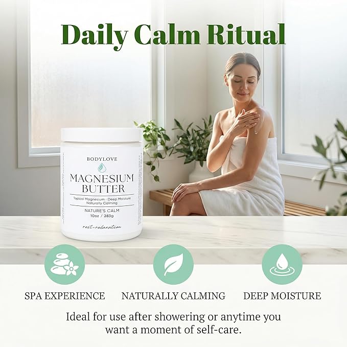 Magnesium Butter – Calming & Soothing Topical Magnesium with Shea, Mango & Cocoa Butter –Deep Moisture for Skin Comfort – 10 oz