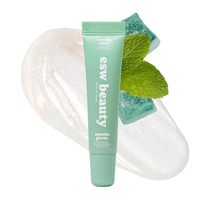 ESW Beauty Frosted Mint Smoothie Shimmer Lip Treatment – Cool Mint & Vanilla with Shea Butter & Vitamin E for Refreshing Moisture & Lip Defense