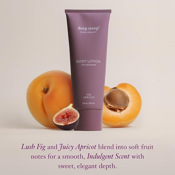 Deep Steep Body Lotion, Fig Apricot, 8 oz – Moisturizer with Coconut Oil, Shea Butter, Argan Oil, Aloe Vera & Niacinamide – Vegan, Clean Beauty, Daily Skin Hydration