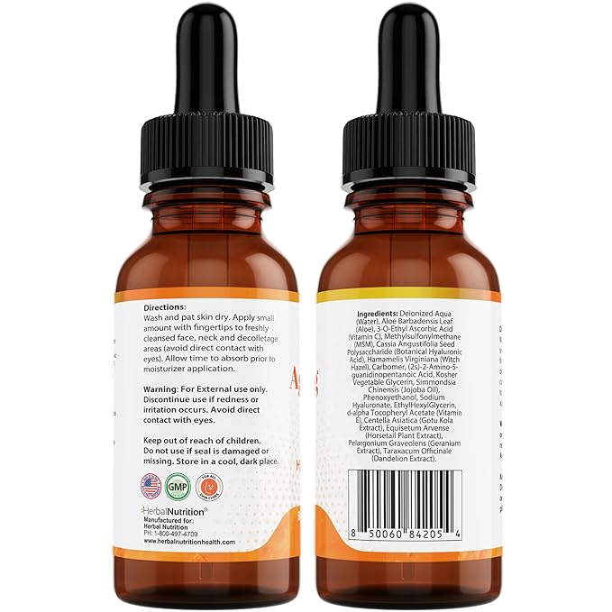 Age Defying Serum – Vitamin C & Hyaluronic Acid Facial Serum – Hydrating & Antioxidant Skincare with Aloe, Jojoba Oil & Botanical Extracts – 2 oz