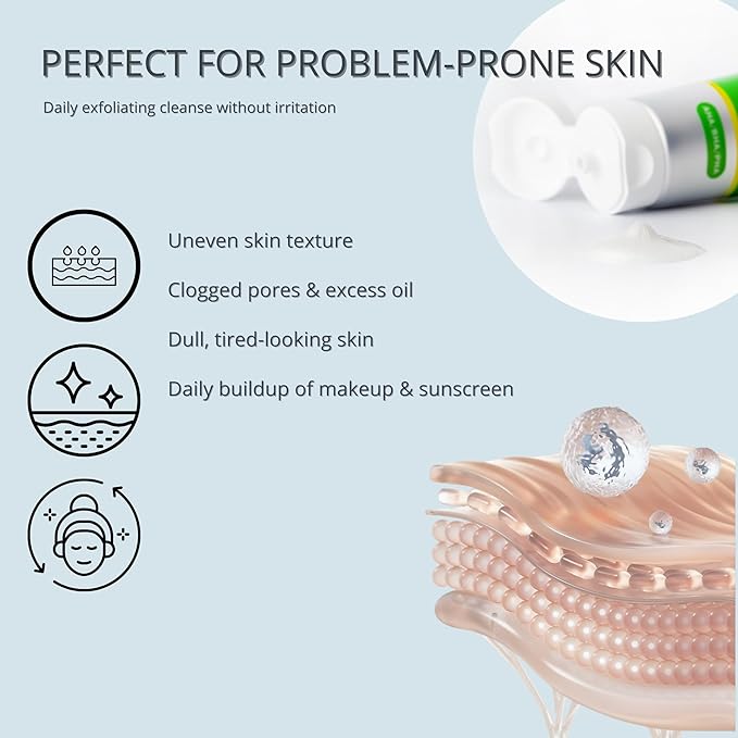 AHA BHA PHA Cleansing Foam | Korean Foaming Face Wash | Gentle Exfoliating Cleanser for Pores & Uneven Texture | Removes Makeup & Sunscreen | K-Beauty Face Cleanser | 120 ml / 4.06 fl oz.