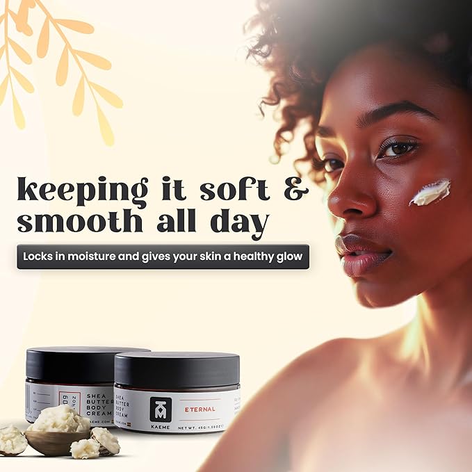 Kaeme.com Eternal Non-Greasy Whipped Shea Body Butter For Face, Body, Hair-Made With 100% Organic Raw Unrefined Shea & Coconut Oil, Deep Hydration for Dry, Sensitive Skin, Eczema Relief-3.4oz/100g Jar