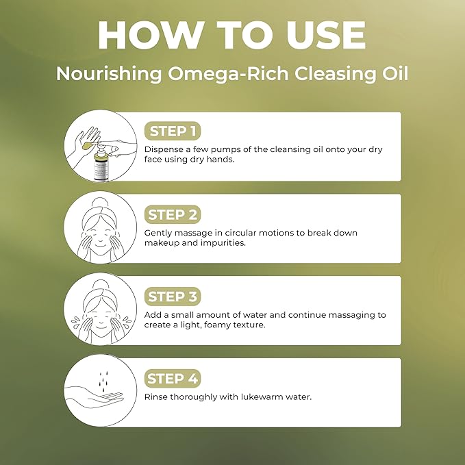 Pharmlitalia Cleansing Oil For Face, Makeup Remover Oil for Dry Skin, Double Cleanser for Sensitive Skin, Cold Pressed Omega Rich Facial Cleanser for Impurities with Castor and Chia Seed