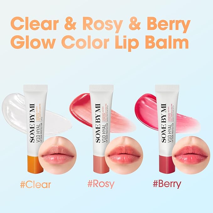 SOME BY MI V10 Hyal Lip Sun Protector Clear – Pack of 2, 0.46oz – Korean Tinted Glow SPF 15 Sunscreen Lip Balm for Dry & Sensitive Lips – Hydrating with Hyaluronic Acid & Vitamin E – Korean Skin Care