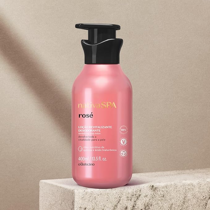 Nativa SPA Rosé Body Lotion by O Boticario, Fragranced Skin Moisturizer with Purified Quinoa Extract, 13.5 Ounce