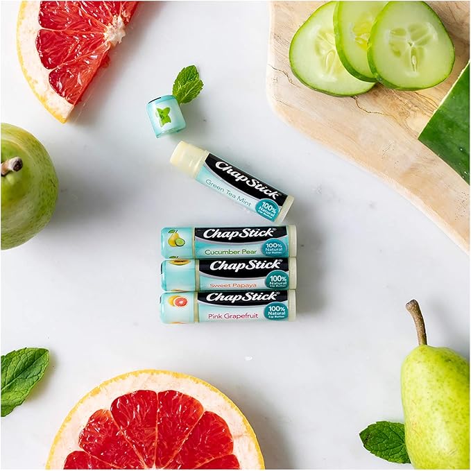 ChapStick Green Tea Mint 100 Percent Natural Ingredients Lip Butter, Moisturizing Lip Balm - 0.15 Oz