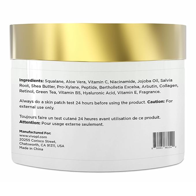 Vivo Per Lei Shea Body Butter with Brazilnut & Vanilla, Enriched with Hyaluronic Acid, Vitamin C, & Aloe Vera For Dry Skin, Pack Of 1, 9.87 Oz
