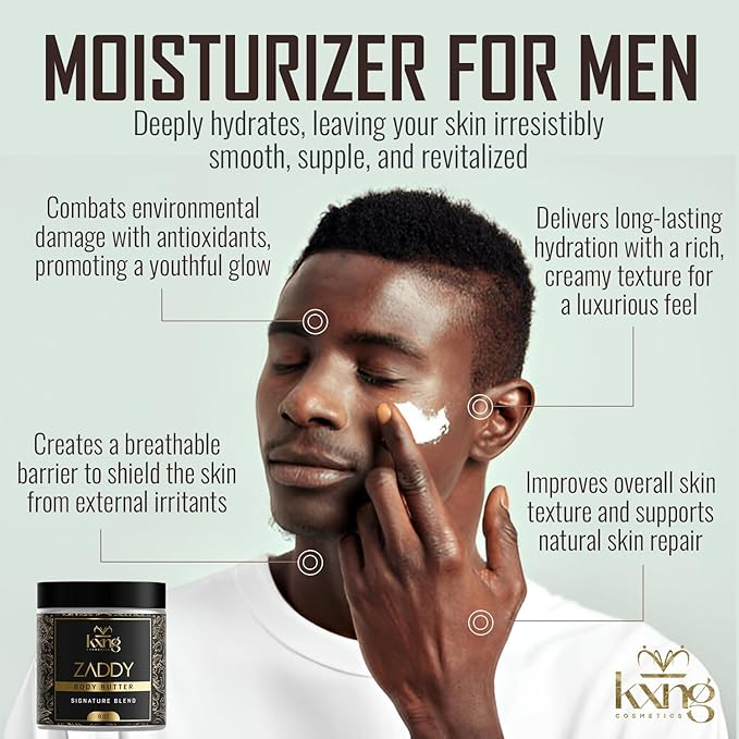 KXNG Cosmetics Organic Shea Body Butter Cream – 8oz | Deep Hydrating Body Butter for Men & Women with Shea, Cocoa, Mango & Coconut Oil | Moisturizer for All Skin Types, Hands & Feet – Zaddy XL