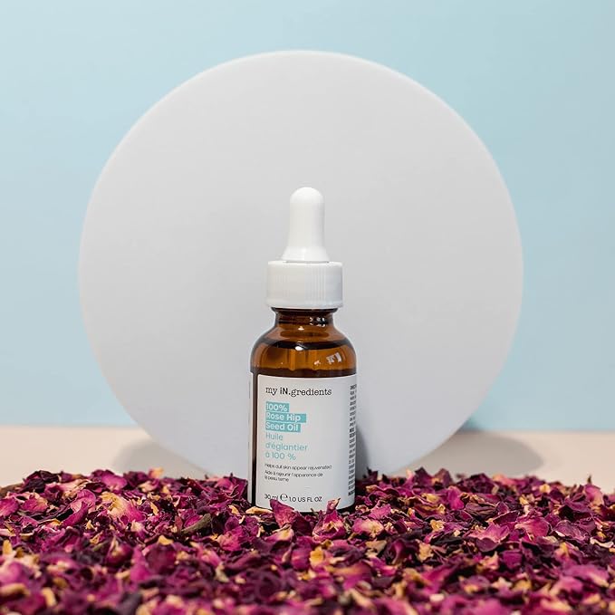 Masque Bar My Ingredients 100% Rose Hip Seed Oil, Rejuvenates Dull Skin, Reduces Fine Lines, Wrinkles, Soothes Dry & Itchy Skin, Moisturizing Serum for Face & Hair, Korean Skincare - 1Fl oz