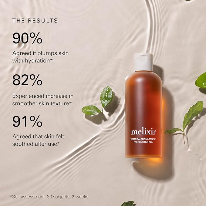 Melixir Vegan Balancing Toner for Sensitive & Acne-Prone Skin, with Soothing Organic Green Tea Extract, Hydrating Water Facial Toner, Alcohol-Free, Korean Skincare for Men and Women (9.8 fl.oz.)