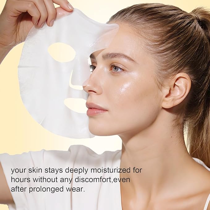 Snail Mucin Mask, Pack of 10 Snail Mucin Sheet Masks, Deep Hydrating Face Mask for All Skin Types, Moisturizing, Strengthen Skin Barrier, Relieve Dryness