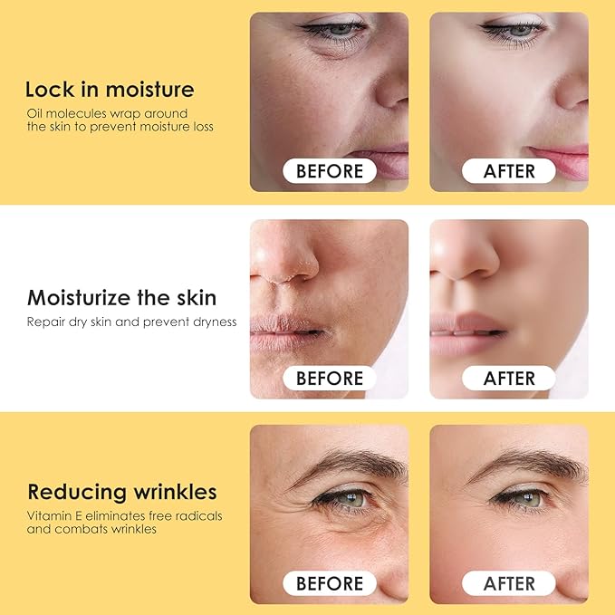 AUSLKA Facial Body Oil Moisturizing Without Greasiness, Natural Massage Essential Oil with Petal Fragrance for Face Body Hand Contains Vitamin E Anti Ageing & Anti Wrinkle, 1 FL.OZ (30ml)