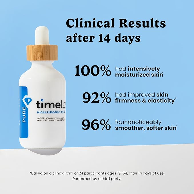 Timeless Skin Care Hyaluronic Acid 100% Pure Serum - Hydrating Face Serum for Personal Care - Fragrance-Free - Hyaluronic Acid - for Skin Care - 2 oz