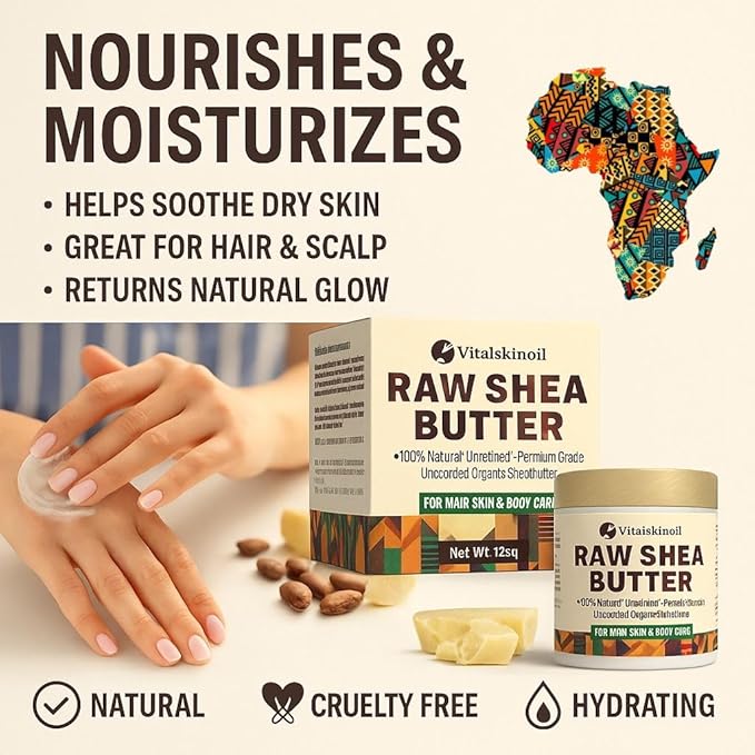 Shea Butter - African Raw 100% Natural Unrefined, Unscented Moisturizer, for Hair Skin and Body Care, 5.29 oz