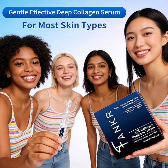 6X Collagen Peptides Serum, Anti-Aging Hydrating Serum for Plump & Firm - Looking Skin, Peptides Serum for Face - Fine Lines & Wrinkles & Radiance, with Multi Peptide and Deep Collagen(1.5 ml*30)