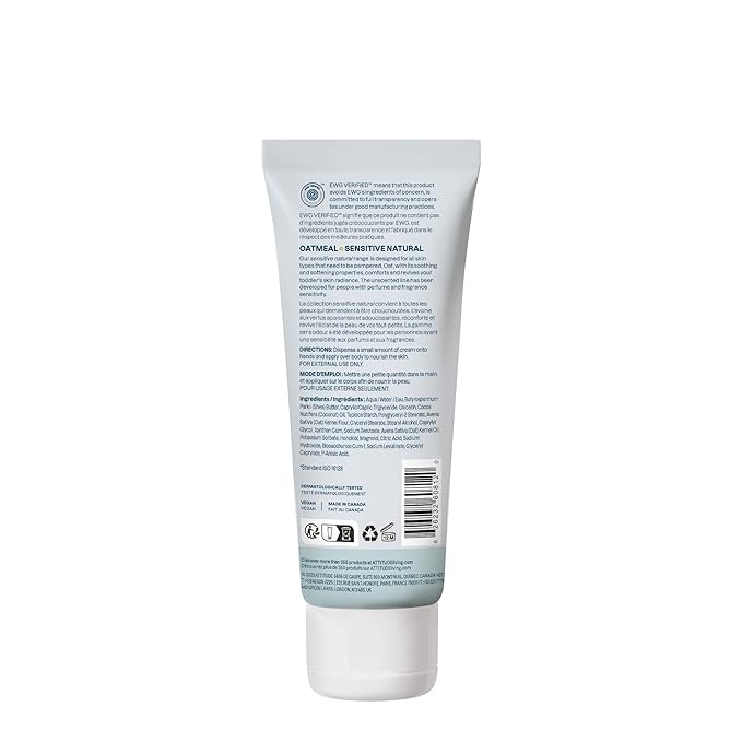 ATTITUDE Deep Moisturizing Body Cream, Plant and Mineral-Based Ingredients, Vegan and Cruelty-free Personal Care Products for Sensitive Skin, Unscented, 6.7 Fl Oz