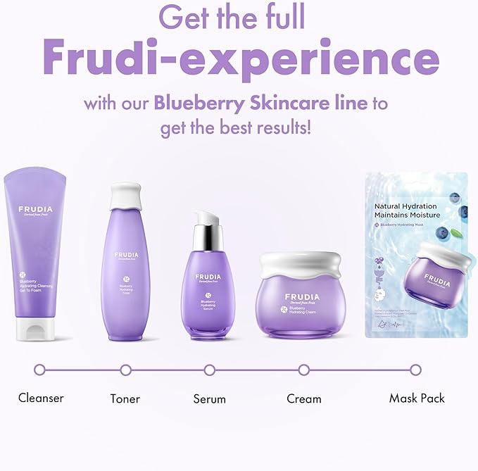 FRUDIA Blueberry Hydrating Face Toner (6.59 fl oz) - Moisturizing Korean Face Toner w/ 88% Blueberry Extract, Vegan Panthenol for Dry Skin | Vegan and Cruelty Free