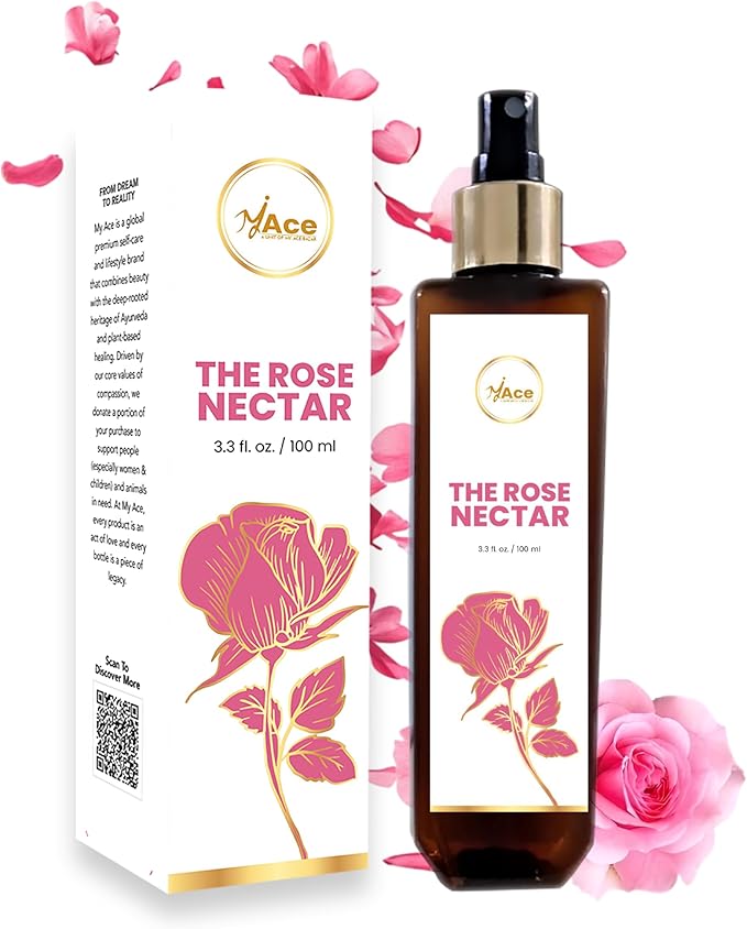 My Ace Rose Nectar Face Mist – Hydrating Toner & Rose Water Spray with Niacinamide & Licorice | Alcohol-Free Natural Face Mist for Soothing, Refreshing & Brightening Skin – 3.38 fl oz