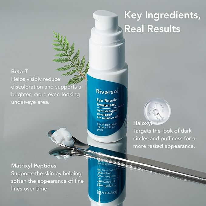 Riversol Eye Cream for Dark Circles & Puffiness | Under Eye Cream for Bags | Anti-Aging Multi-Peptide Formula with Matrixyl | Sensitive Skin Safe | 4 Month Supply
