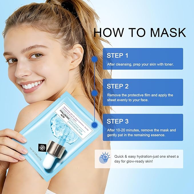 Hyaluronic Acid Face Mask for Skin Hydrating Seekers: 4-Layer Hydrating Banishing Tightness - Instantly Replenish Skin Moisture and Fade Fine Lines Caused By Dryness