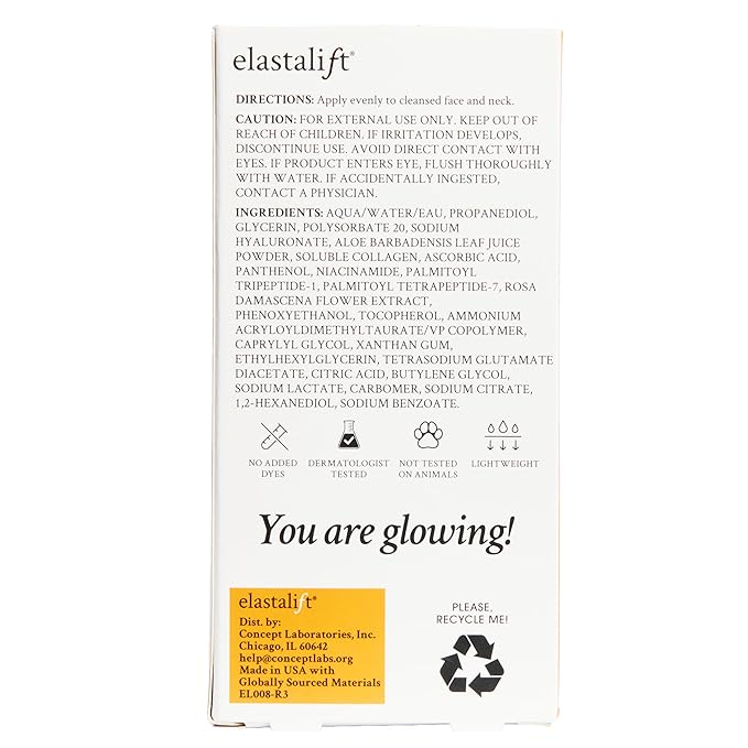 Elastalift Vitamin C Facial Serum For Age Spots, Wrinkles, & Expression Lines. Anti-Aging Face Serum W/Vitamin C & Hyaluronic Acid Brightens Skin To Promote Healthier Skin Complexion (2-Pack)