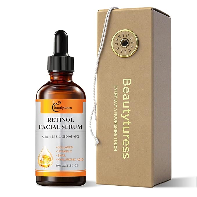 Vitamin C Facial Serum with Retinol, Snail Mucin, Collagen & Hyaluronic Acid - Age-Defying & Balancing Essence - Hydrating, Firming & Enhancing Formula - Skin Care for All Skin Types -2 fl.oz