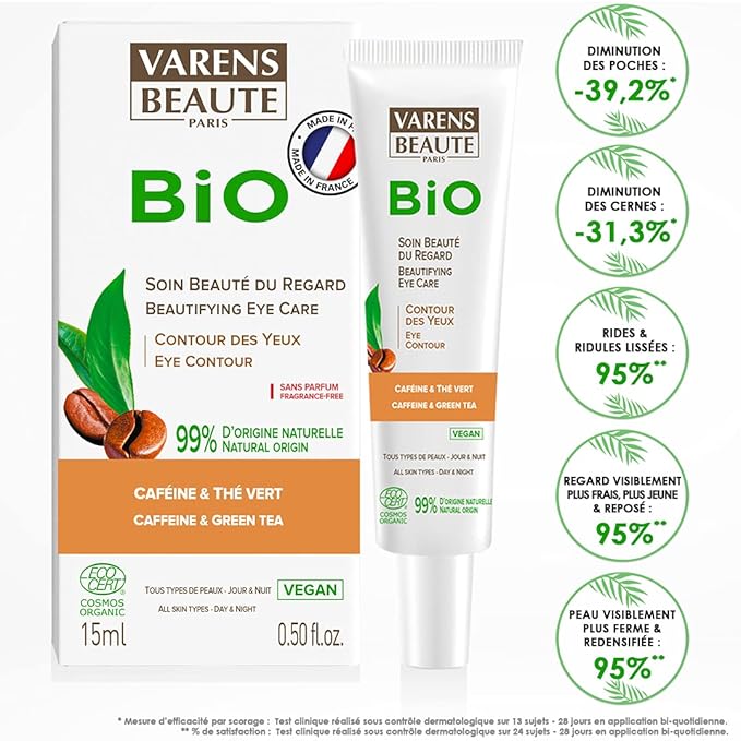 VARENS BEAUTE Eye Contour - 100% Vegan - Cruelty Free - All Skin Types - 1.35 Fl Oz