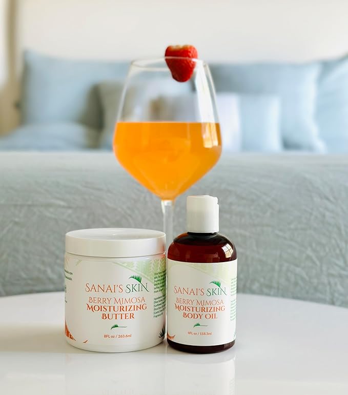 Sanai's Skin Moisturizing Body Butter | Berry Mimosa Moisturizing Butter | Moisturizing & Nourishing for Normal to Dry Skin | Shea Butter & Sunflower Seed Oil - 8 oz
