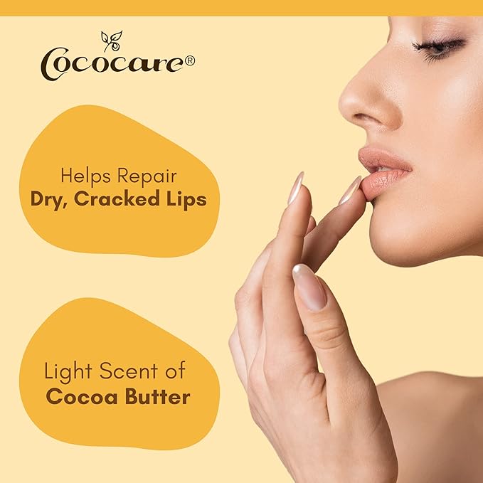 Cococare Cocoa Butter Lip Balm - The Little Yellow Stick - Conditions & Protects Lips with Hydrating Formula - Light Scent of Cocoa Butter - 0.15oz (24 Sticks)
