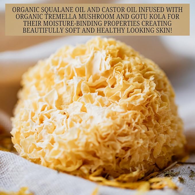 Emulsified Face Sugar Scrub, Organic squalane oil/Castor oil: Tremella Mushroom/Chamomile/Gotu Kola/Calendula/White Kaolin Clay, Manuka Honey-Gentle exfoliant-Dry/Sensitive/Mature skin (RENEW)
