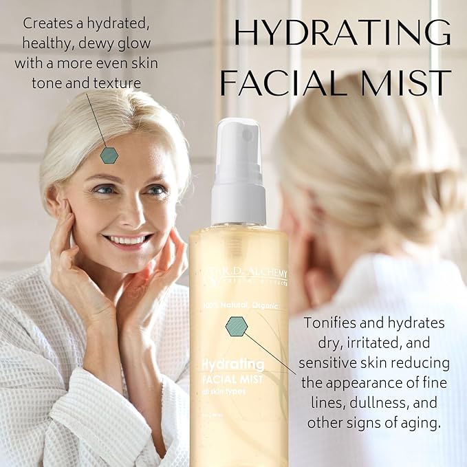 RD Alchemy - 100% Natural & Organic Hydrating Facial Mist - quench dry skin at home, during facials or on the go!